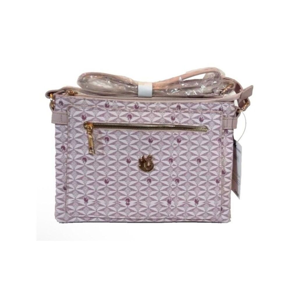 Gloria Vanderbilt Blush Pink Swan Logo Pattern Crossbody Purse NWT